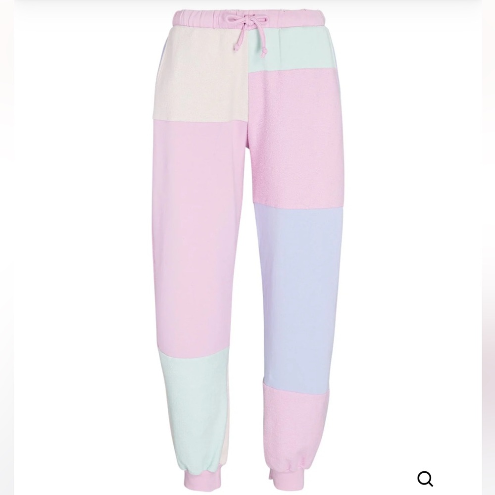 Wilder Patchwork Terry Track Pants In Pastel Paradise by LoveShackFancy